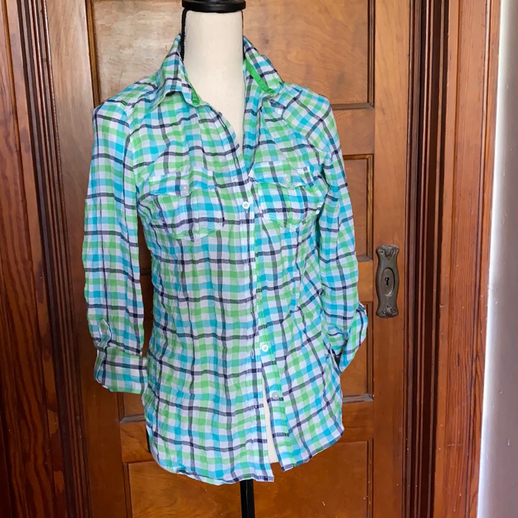Springtime Green & Blue Lightweight Button-Down